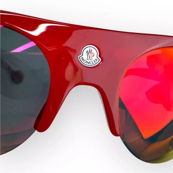 NEW MONCLER Sunglasses Red Shield Mirrored Grey (2 Lens) ML0050/S 68C 60 20 135